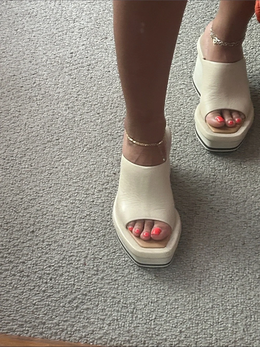 Paloma Barcelo Cream Platform Wedge Slide